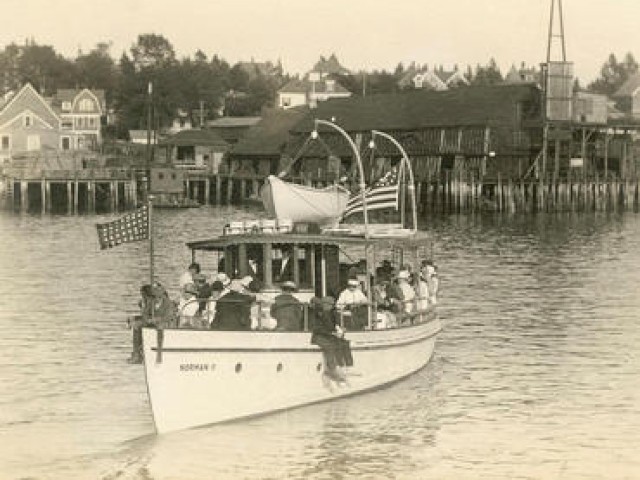 A vintage photo of a boat named 